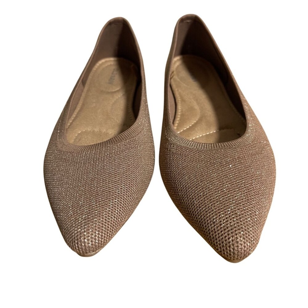 Old Navy Cocoa Fawn Glitter Knit Ballet Flats Womens Size 8